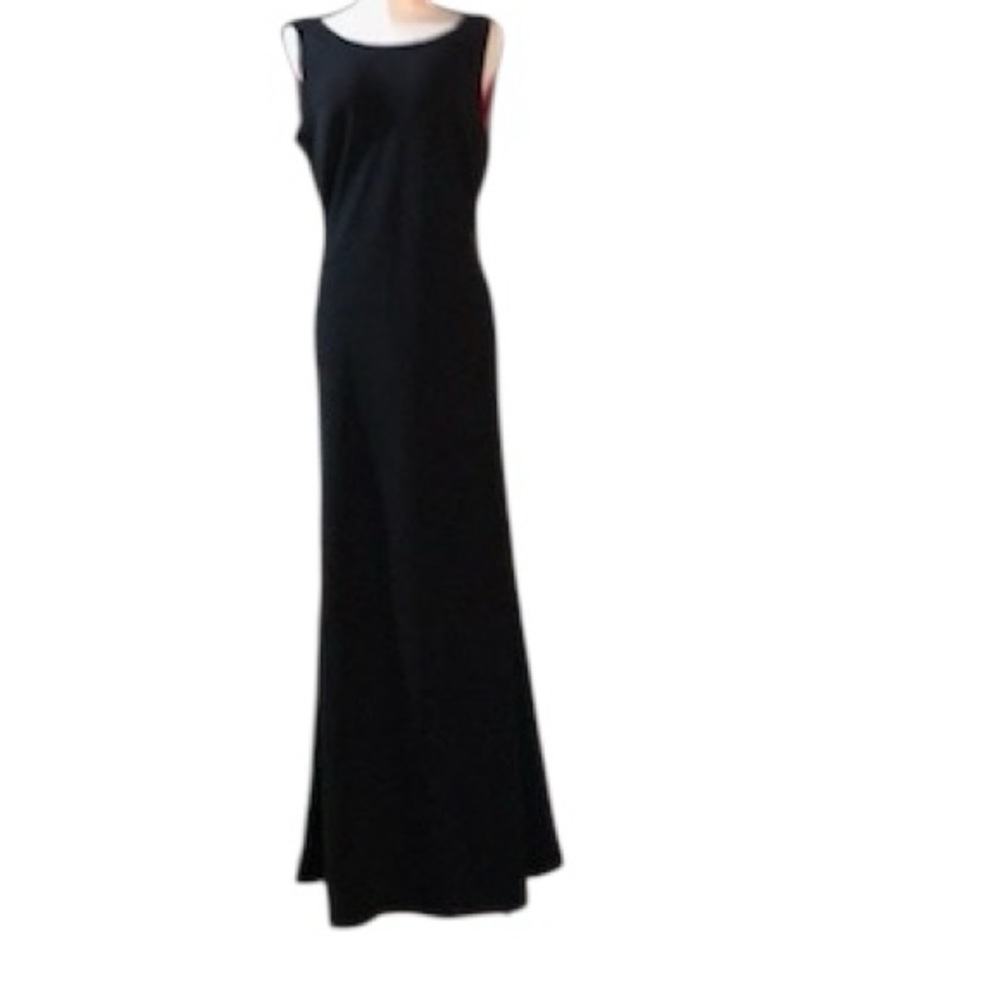 Karl Lagerfeld Black Sleeveless Formal Evening Gown with Red Underlay